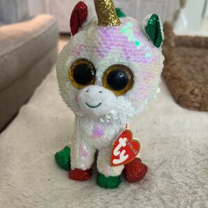 Ty FLIPPABLES Sequins Beanie Boos - Stardust the Christmas Unicorn  (6 Inch) NEW